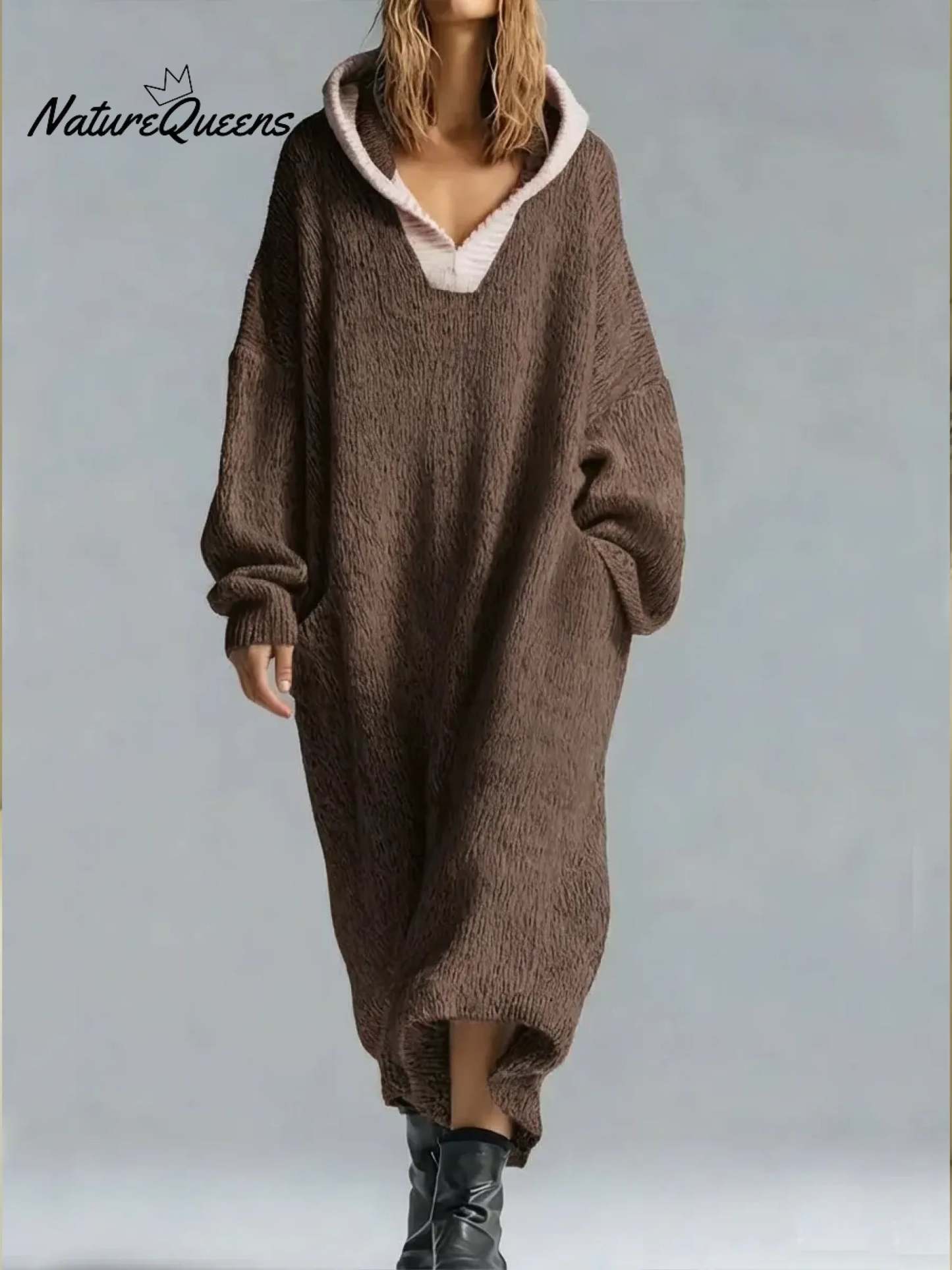 Women's Cozy Hooded Sweater Dress
