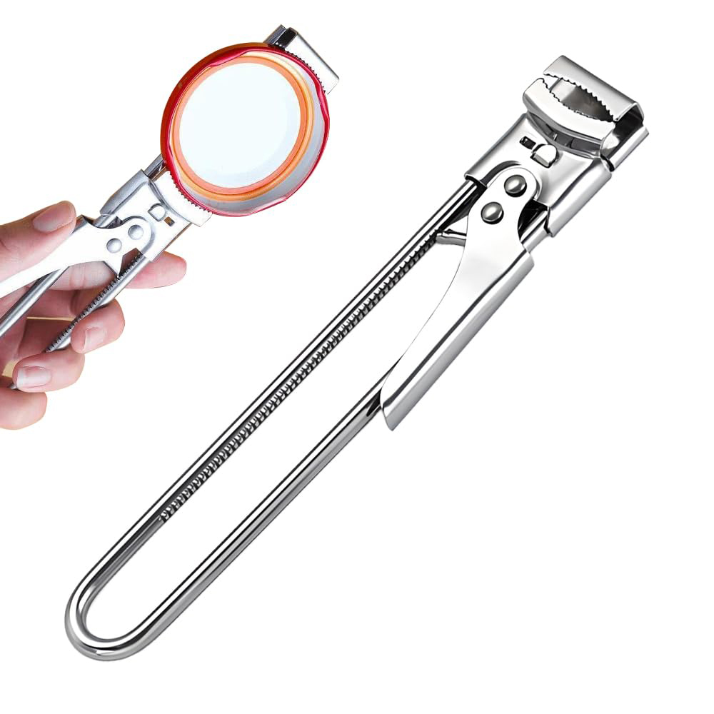 Stainless Steel Jar Opener for Weak Hands, Adjustable Lid Gripper & Can Opener - Multifunctional Kitchen Gadget for Elderly, Seniors and Children