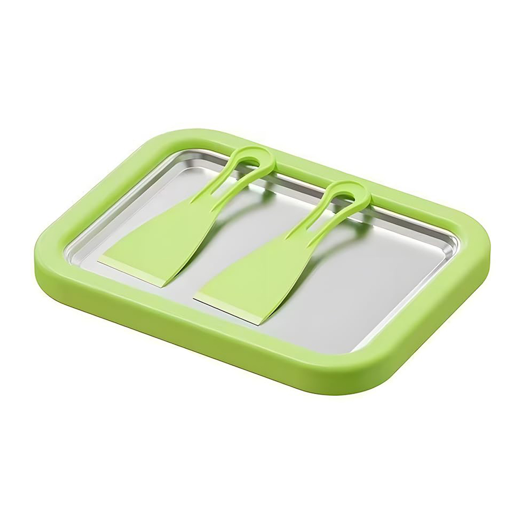 Instant Ice Cream Roll Machine - Home Kitchen DIY Dessert Maker with Freeze Plate & Scrapers, Makes Frozen Yogurt Sorbet in Minutes