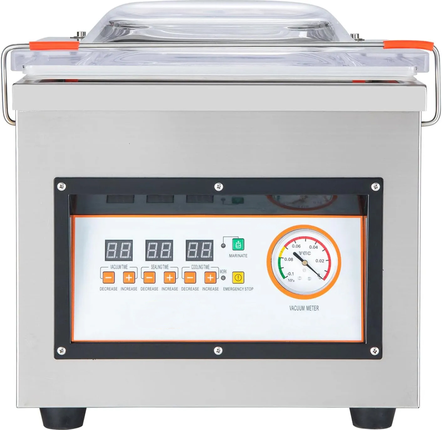  Chamber Vacuum Sealer, 320W Sealing Power, Vacuum Packing Machine for Wet Foods, Meats, Marinades and More, Compact Size with 12.6 in Sealing Length, Applied in Home Kitchen and Commercial Use