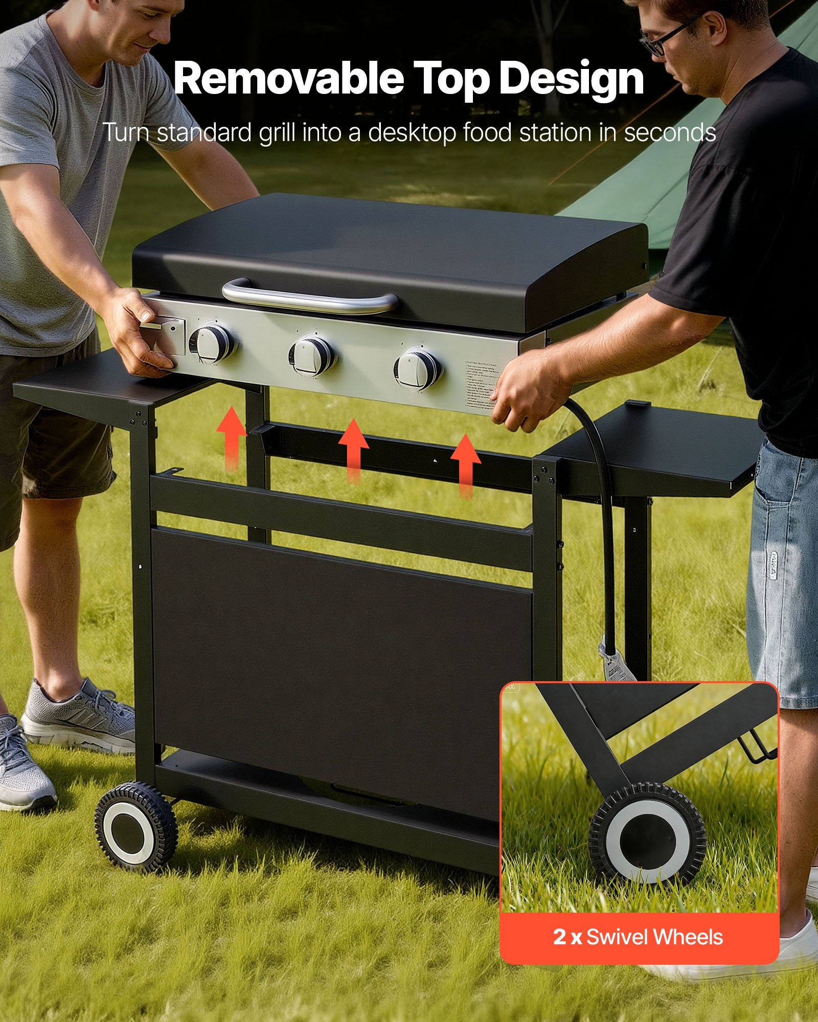 ⚡️Factory wholesale promotion 80% OFF⚡️ Gas Griddle, 3-Burner Flat Top Grill, Propane Griddle with Wheels