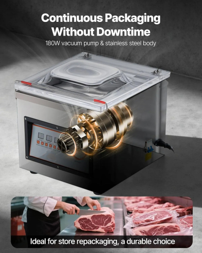  Chamber Vacuum Sealer, 320W Sealing Power, Vacuum Packing Machine for Wet Foods, Meats, Marinades and More, Compact Size with 12.6 in Sealing Length, Applied in Home Kitchen and Commercial Use