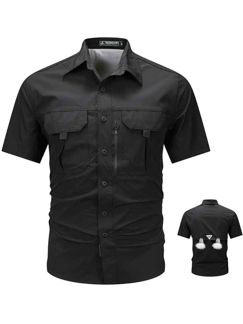 DD 🔥12-Pack Men‘s Patched Quick-Dry Short Sleeve Shirt