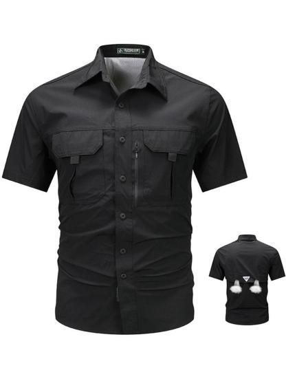 DD 🔥12-Pack Men‘s Patched Quick-Dry Short Sleeve Shirt