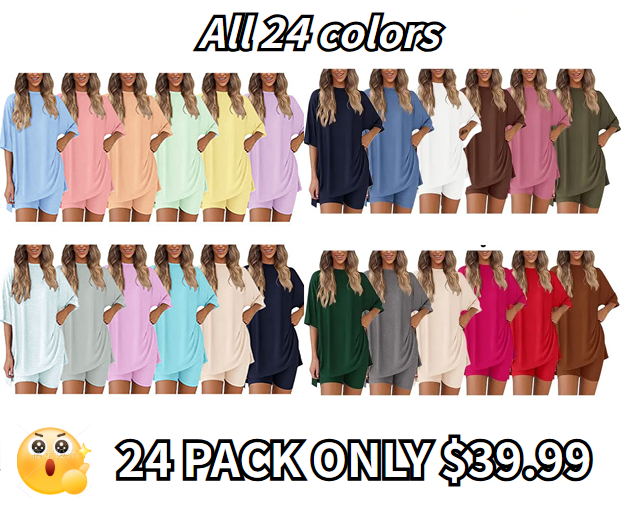 🔥Spring Fresh Sale 🎁Women's Two Piece Lounge Set 2025 Summer Casual Oversized Shirts Biker Shorts Matching Airport Travel Outfit