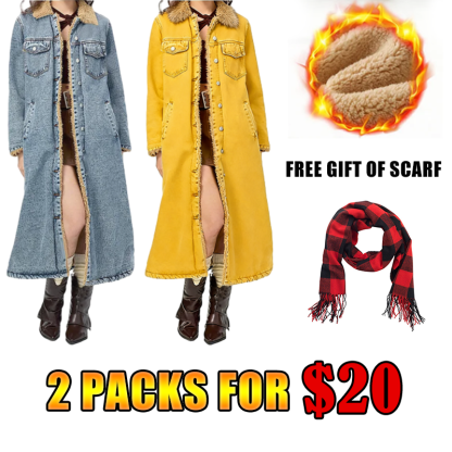 DD 🔥Christmas Special Offer:80% OFF — Lady's warm and durable long denim coat