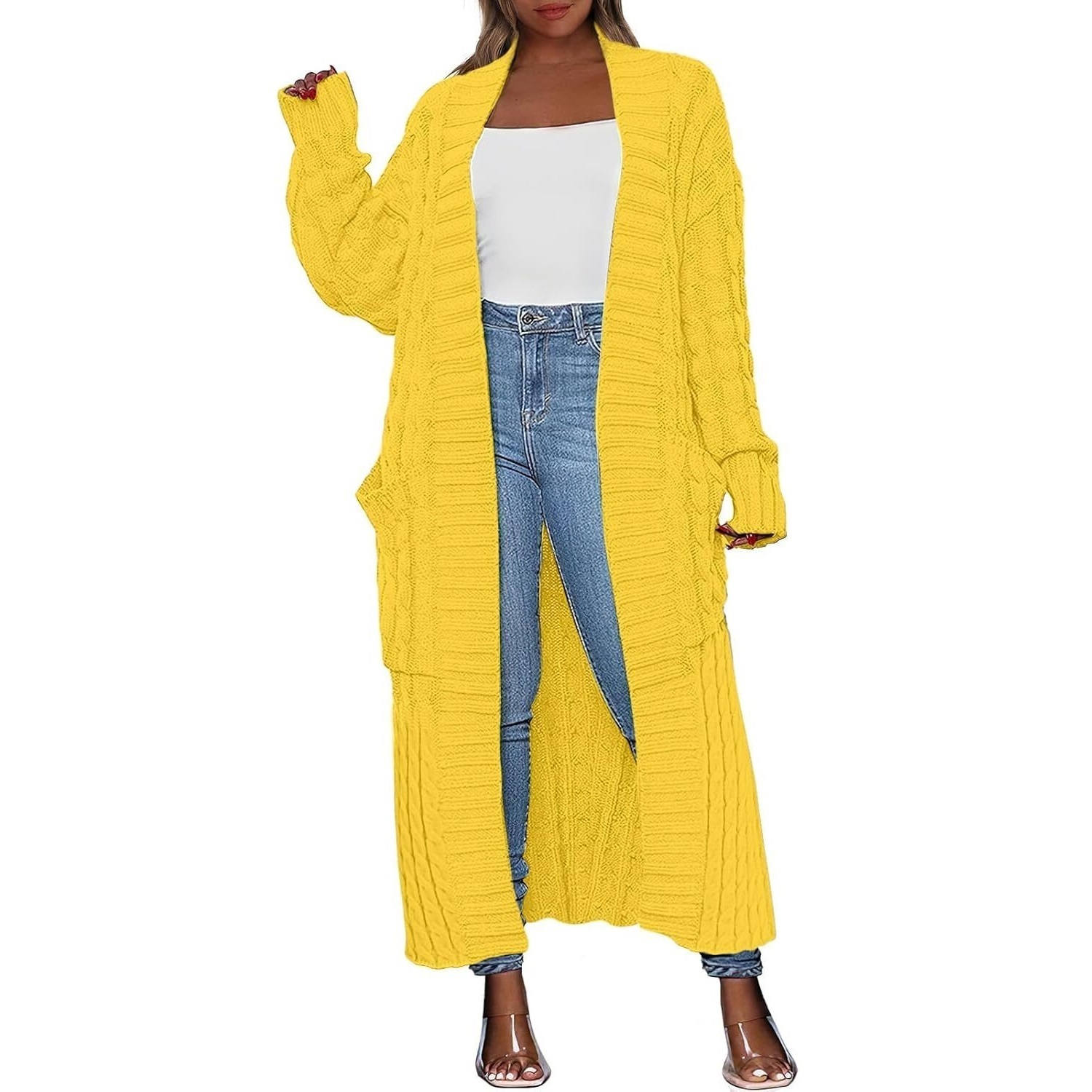 Women's Long Cardigan 2025 Oversized Coat Long Sleeve Open Cardigan Knitted Extra