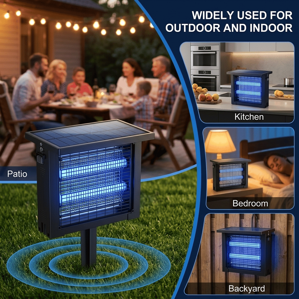 Solar Bug Zapper: Outdoor Waterproof Electric Mosquito and Fly Zapper with Smart Light Sensor