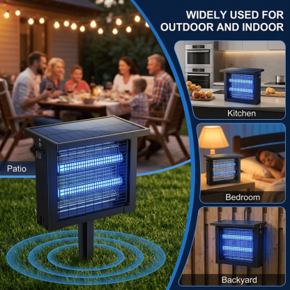 Solar Bug Zapper: Outdoor Waterproof Electric Mosquito and Fly Zapper with Smart Light Sensor