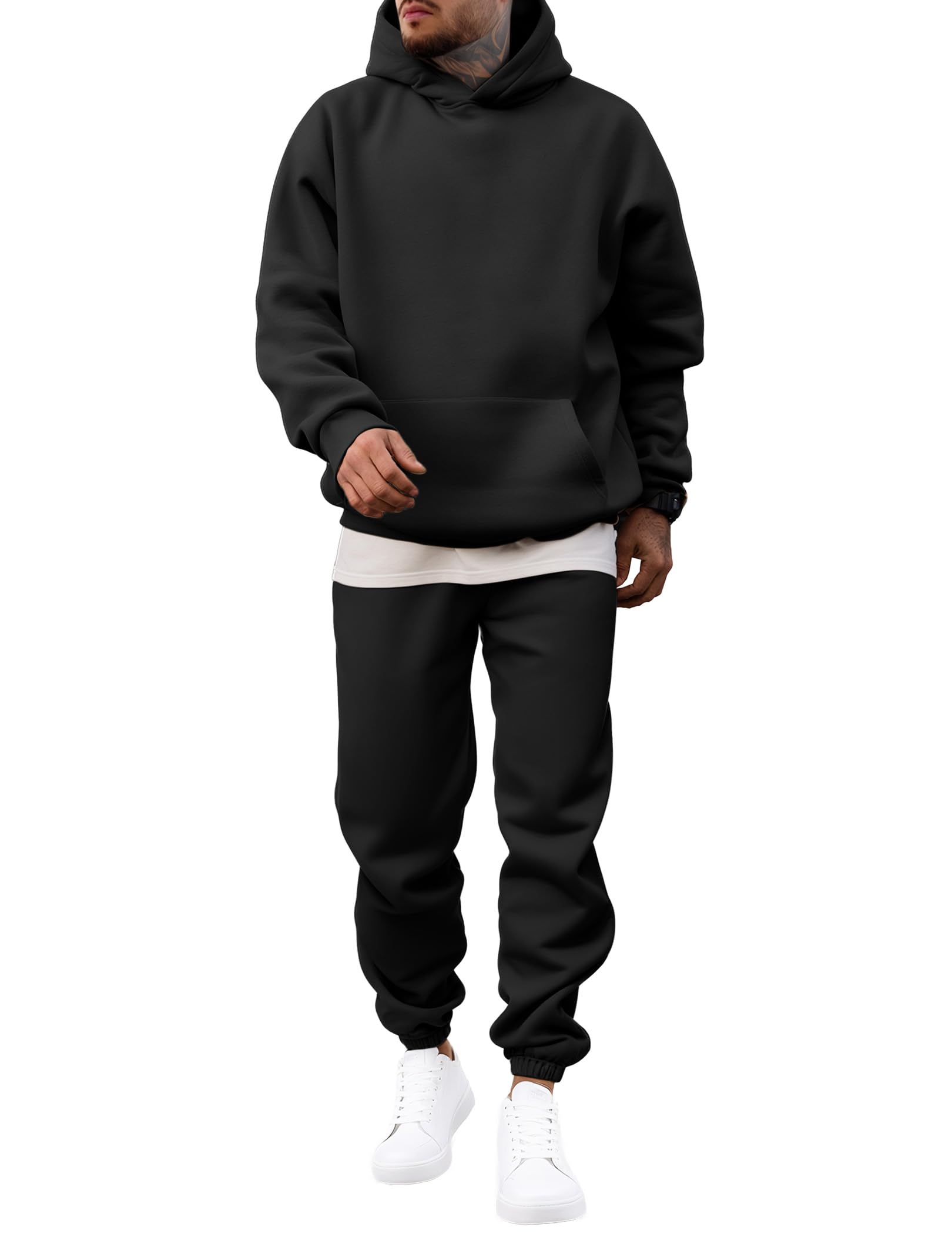 Men's 2 Piece Outfits Hoodie Sweatshirt Tracksuit & Joggers Sweatpants Sweatsuit Set