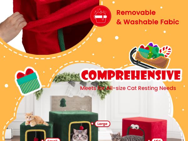 SHA CERLIN Christmas Tree Cat Tower with Ornament Balls & Cozy Condo, Holiday Themed Cat Activity Center for Indoor Kittens & Adult Cats#ChristmasGifts#TikTokShopBlackFriday