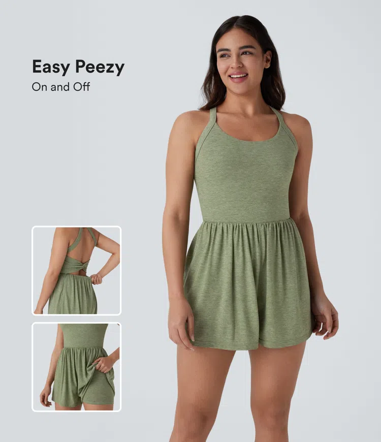 💝Last day promotion-⏰Backless Twisted Side Pocket 2-in-1 Resort Romper-Easy Peezy Edition