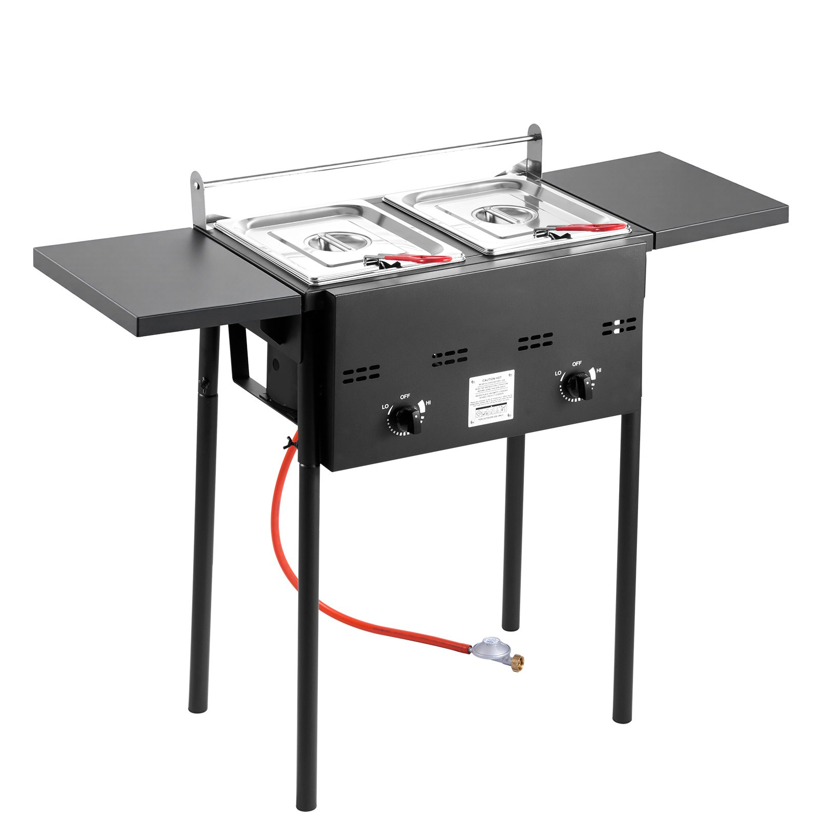 ⚡️Factory wholesale promotion 80% OFF⚡️ Outdoor Propane Deep Fryer, Dual-Tank 8QTx2 Commercial Fryer, Stainless Steel Cooker with Foldable Platform