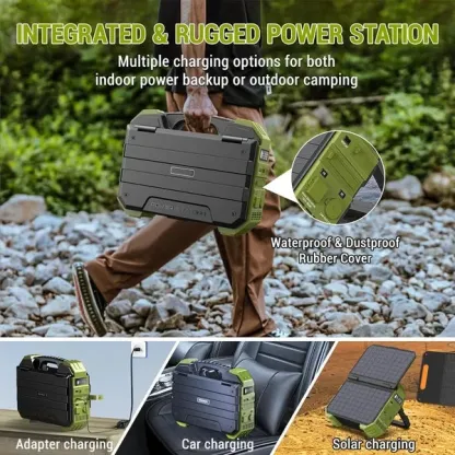 Spring Sale💥Last Day Buy 1 Get 1 Free💥Portable Power Station with Built-in Solar Panel