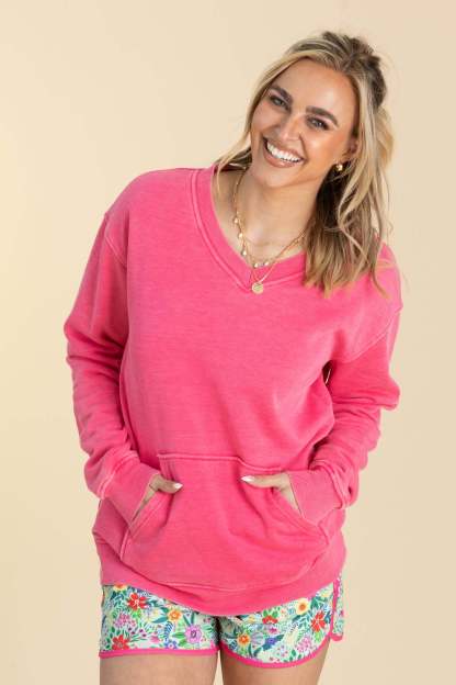 ⚠️ Your Favorite Is Back!🔥Pigment Dyed Cozy Campfire V-Neck Sweatshirt