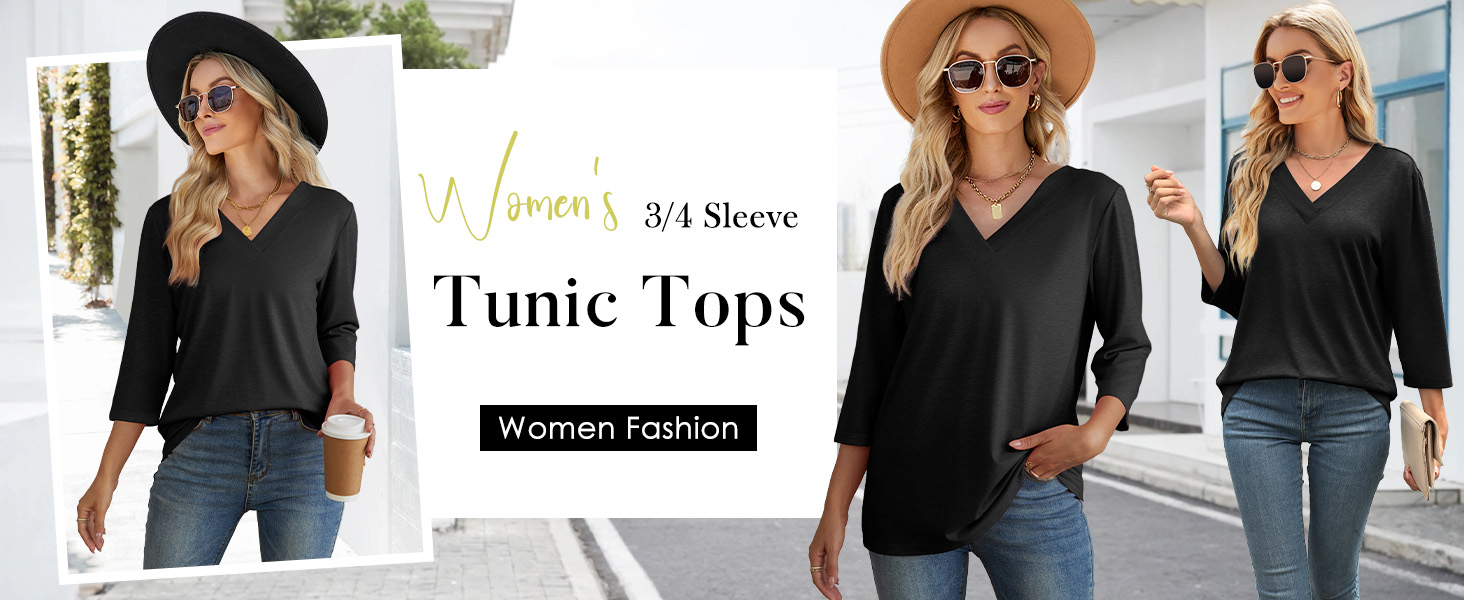 women summer 3/4 sleeve tops