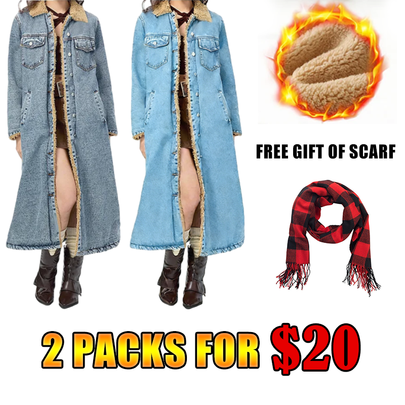 DD 🔥Christmas Special Offer:80% OFF — Lady's warm and durable long denim coat