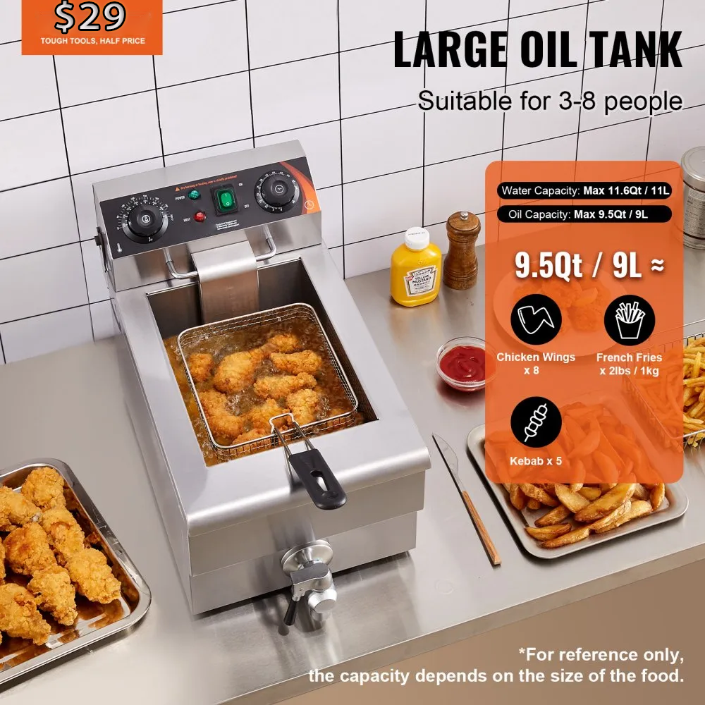 ⚡️Factory wholesale promotion 80% OFF⚡️ Commercial Deep Fryer, Dual Tank 3000W Electric Countertop Fryer with Basket, 2 x 11.6Qt/11L Double Stainless Steel Oil Fryer with Oil Filtration, Time & Temp Control, for Kitchen Restaurant Use