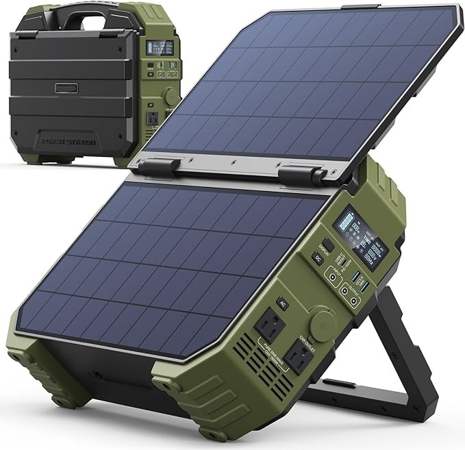 Spring Sale💥Last Day Buy 1 Get 1 Free💥Portable Power Station with Built-in Solar Panel
