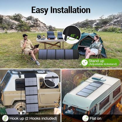 Spring Sale💥120W Portable Solar Panel for Power Station, USB/Type-C/DC Outputs, Foldable with Adjustable Kickstand, IP68 Waterproof, High Efficiency Solar Charging for Camping & Emergency Power Supply