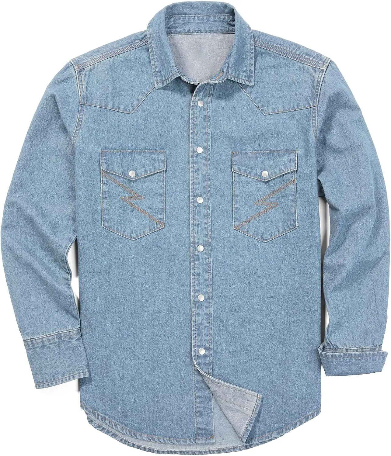 🔥 Limited-Time Deal – Save Up To 80% !🔥Men's Long Sleeve Stone-Washed and Pre-Washed Denim Work Shirt