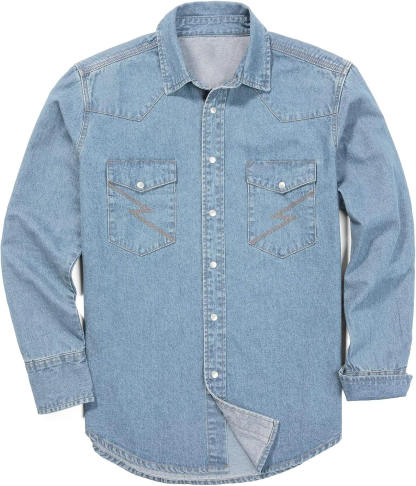 🔥 Limited-Time Deal – Save Up To 80% !🔥Men's Long Sleeve Stone-Washed and Pre-Washed Denim Work Shirt