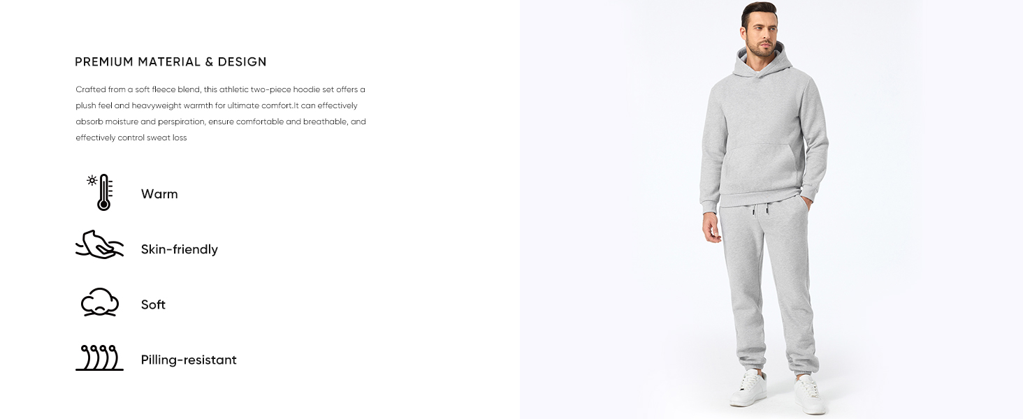 Men's 2 Piece Outfits Hoodie Sweatshirt Tracksuit & Joggers Sweatpants Sweatsuit Set