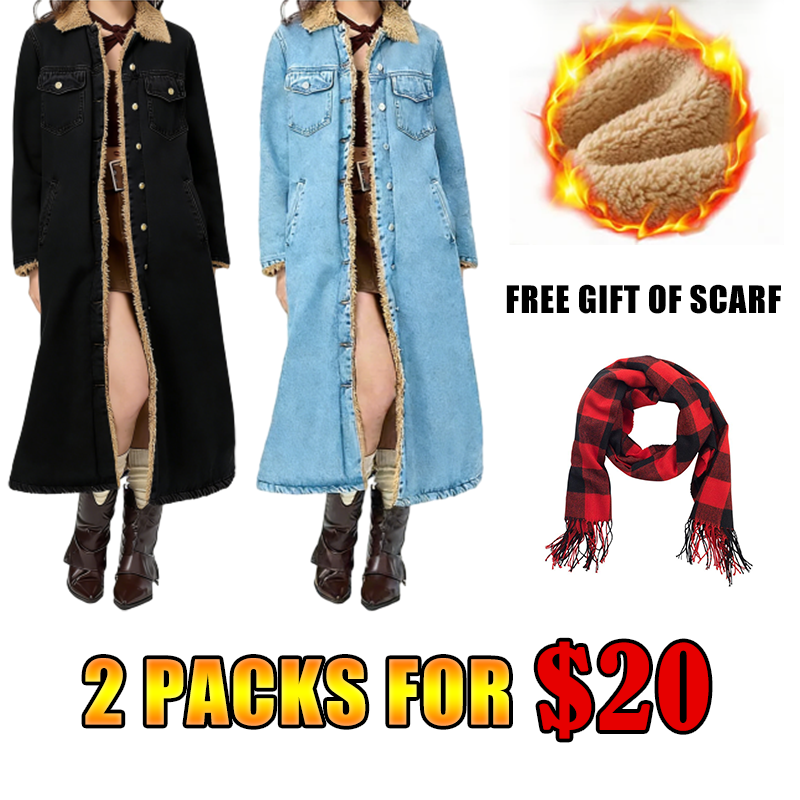 DD 🔥Christmas Special Offer:80% OFF — Lady's warm and durable long denim coat