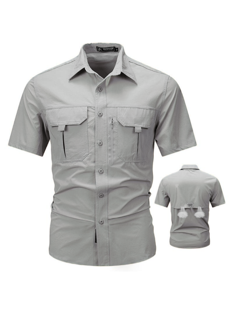 DD 🔥12-Pack Men‘s Patched Quick-Dry Short Sleeve Shirt