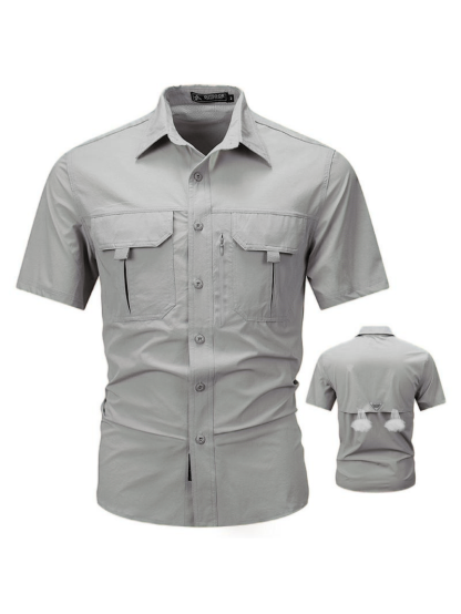 DD 🔥12-Pack Men‘s Patched Quick-Dry Short Sleeve Shirt