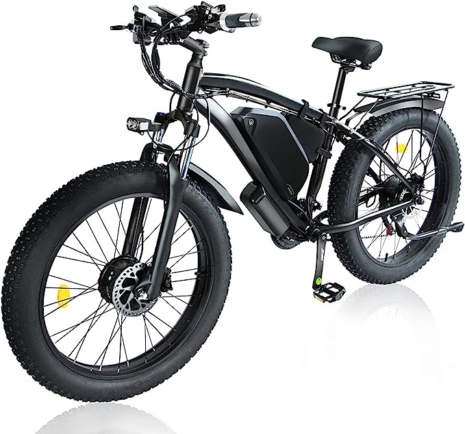 Wide tire electric bike with 1000W 48V/17.5Ah removable battery 31MPH