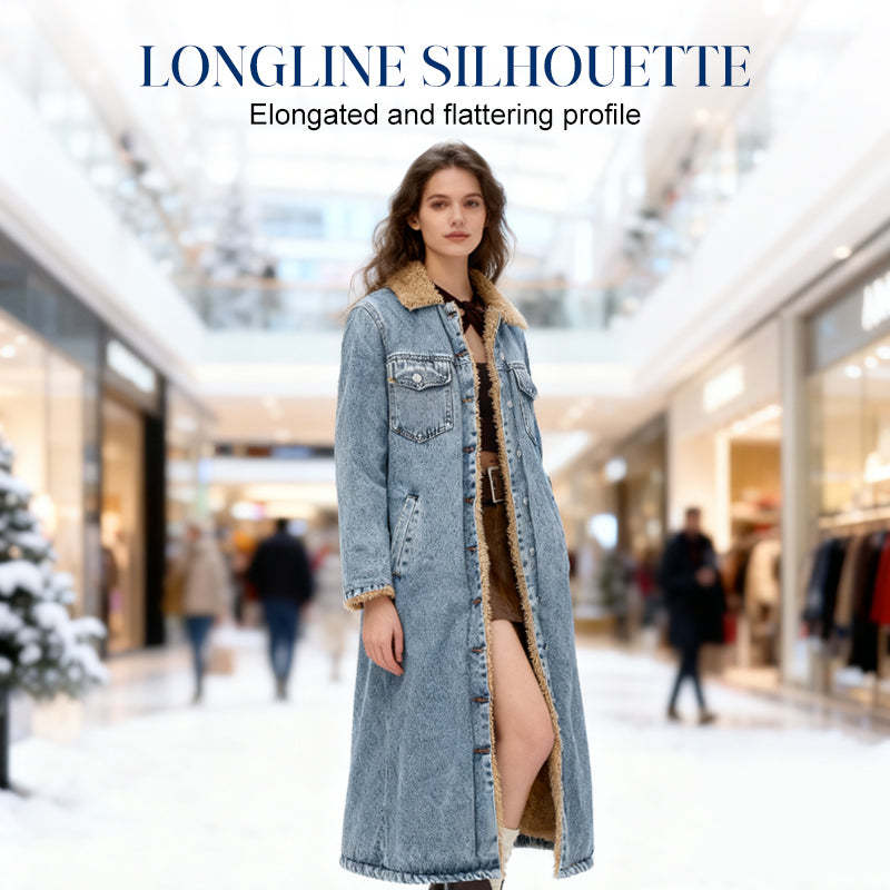 DD 🔥Christmas Special Offer:80% OFF — Lady's warm and durable long denim coat