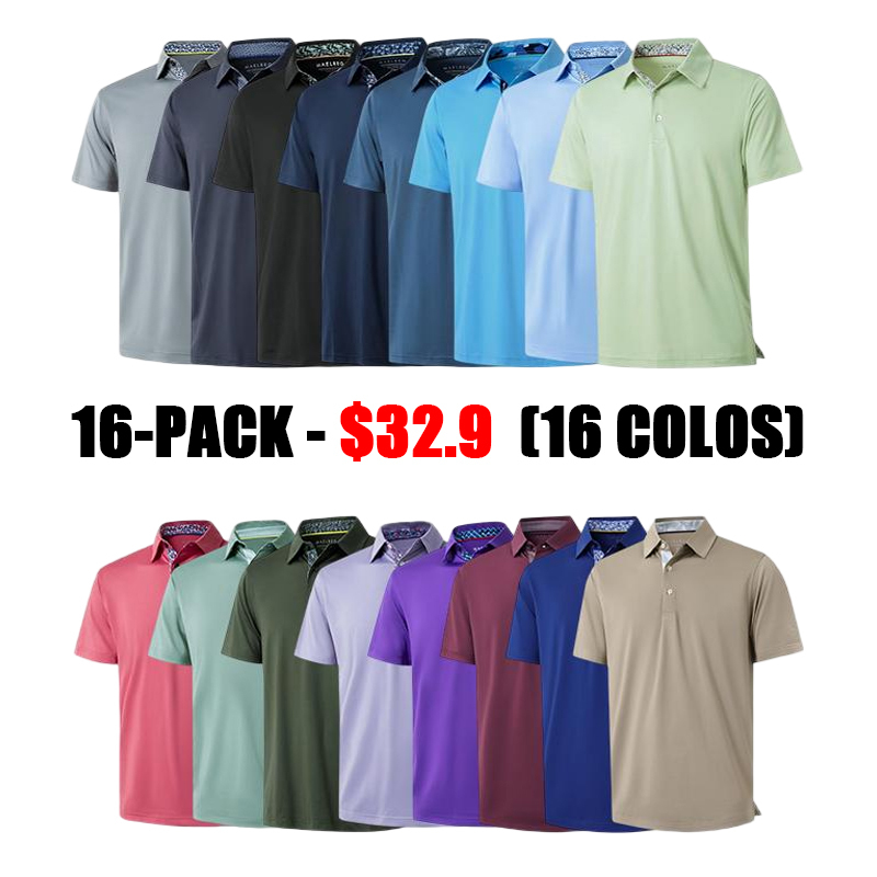 DD ⚡Mens Polo Shirts Short Casual Dry Fit Performance Designed Collared Golf Polo Shirts for Men Plus Size Men's Tops