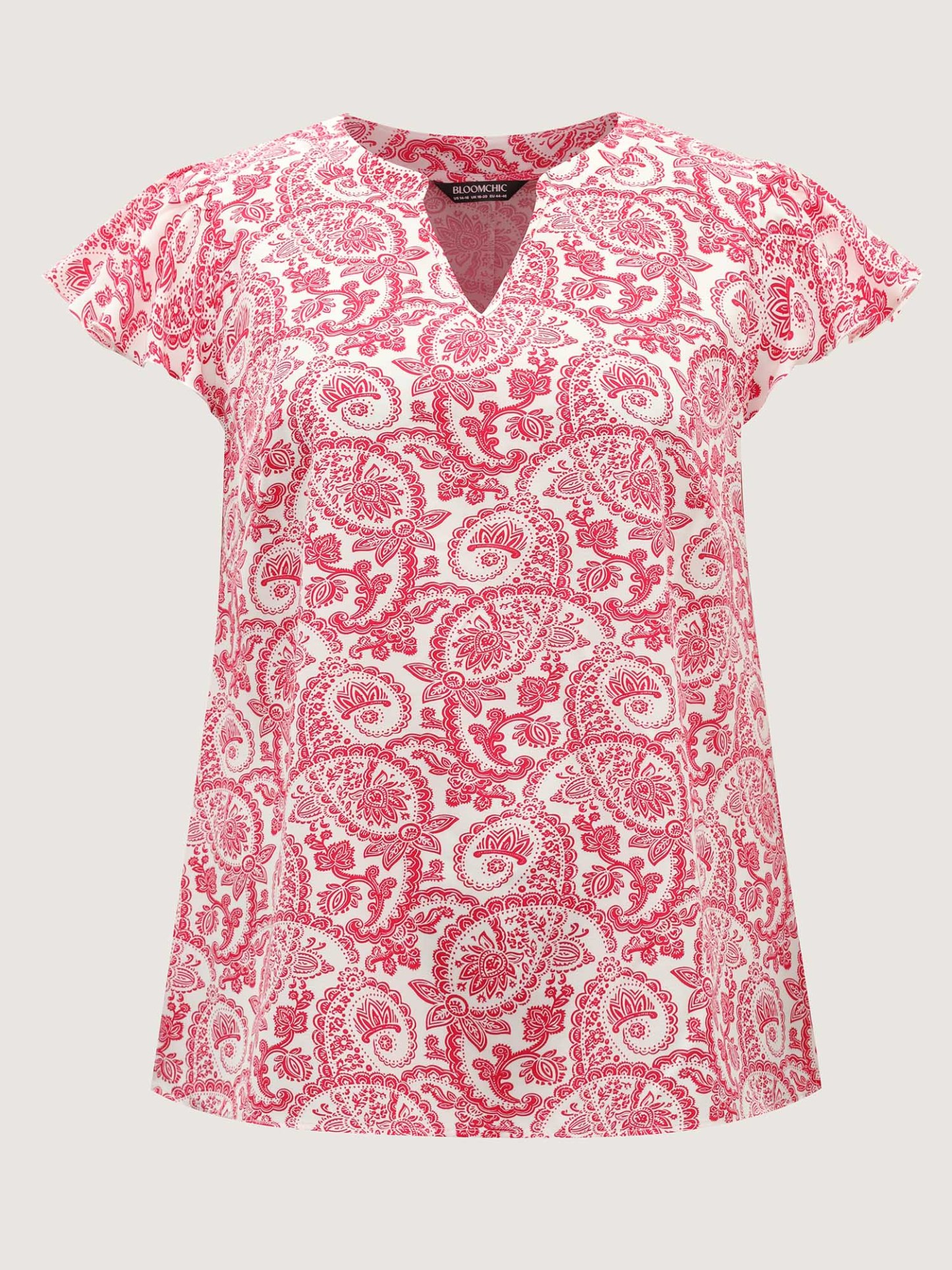 Paisley Print Notched Collar Blouse