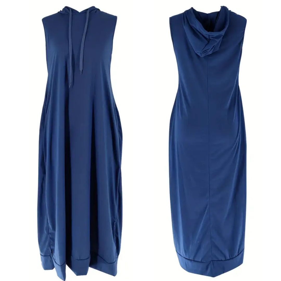 🔥 Limited-Time Deal – Save Up To 80% !Women's Plain Drawstring Hooded Tank Dress, Casual Pocket Sleeveless Maxi Dress for Summer, Fashion Women's Clothing for Daily Wear