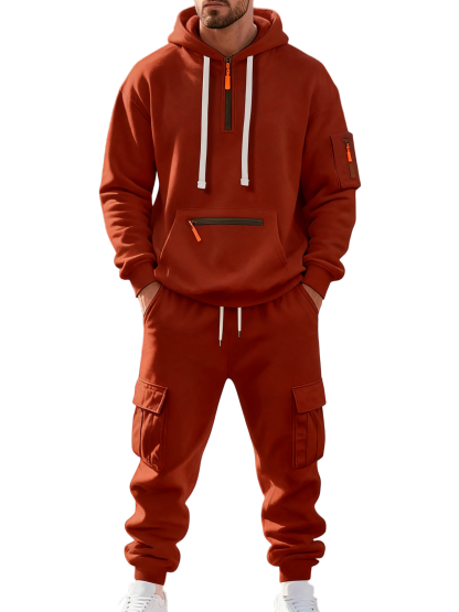 Clearance sale!Men’s Winter Fleece-Lined Set – Warm Casual Workwear Outfit with Multi-Pocket Jacket & Pants