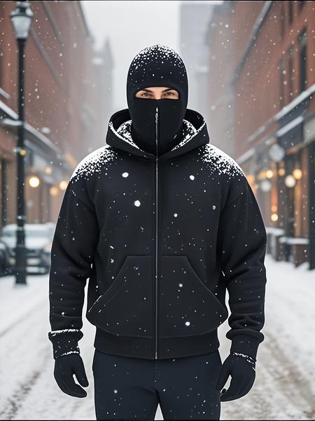 Men's full zipper double hooded sweatshirt - A warm sweatshirt with a front zipper design, a loose and lightweight jacket suitable for fitness, outdoor and daily winter wear - non-elastic fabric (hand-washable) - an ideal choice for winter activities, spo