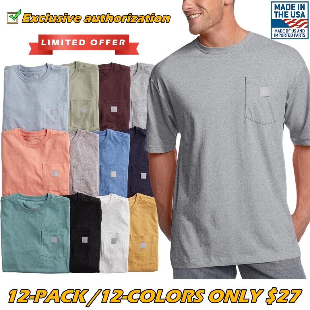 🏆Men's product sells best first 🔥  Men's  Workwear Loose Fit Heavyweight Short-Sleeve Pocket T-Shirt (Also Available in Big & Tall)