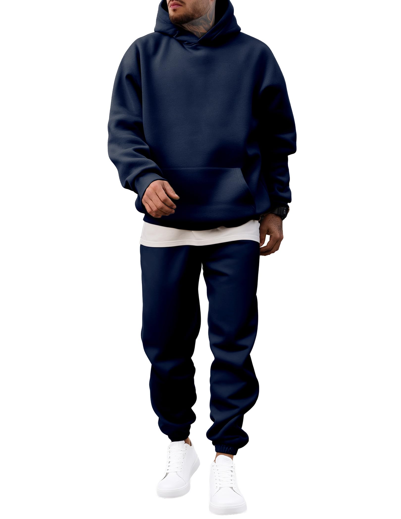 Men's 2 Piece Outfits Hoodie Sweatshirt Tracksuit & Joggers Sweatpants Sweatsuit Set