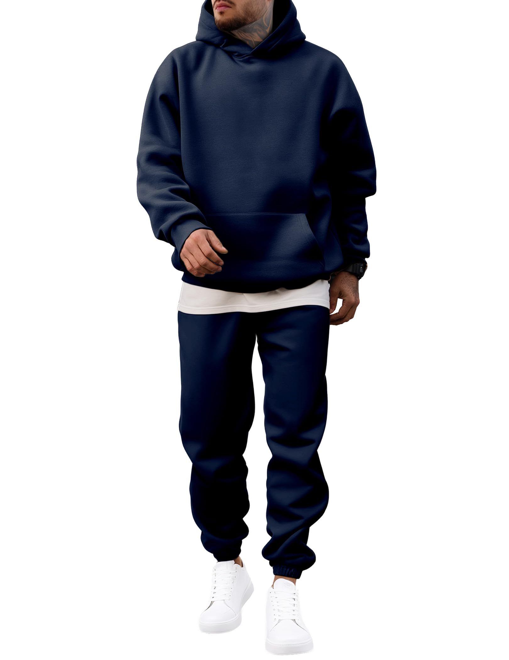 Men's 2 Piece Outfits Hoodie Sweatshirt Tracksuit & Joggers Sweatpants Sweatsuit Set
