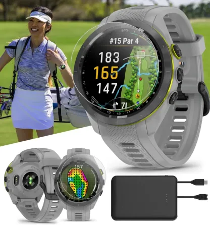 Spring Sale⛳S70 (White, 42mm) Golf GPS Watch Bundle