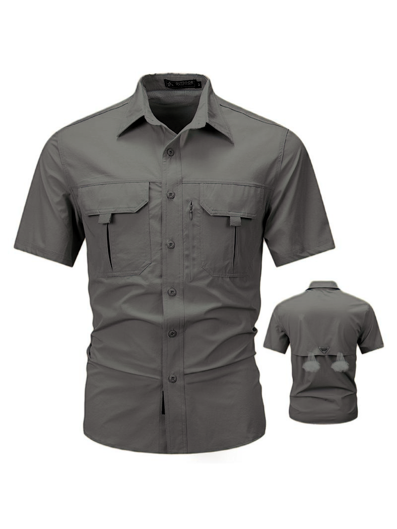 DD 🔥12-Pack Men‘s Patched Quick-Dry Short Sleeve Shirt