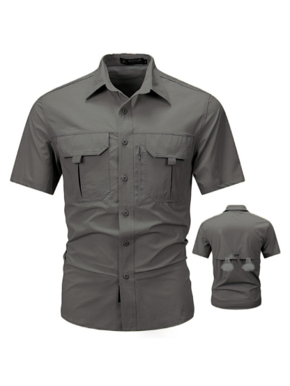 DD 🔥12-Pack Men‘s Patched Quick-Dry Short Sleeve Shirt