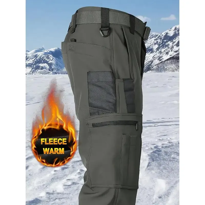 Men’s Tactical Fleece Pants: Multi-Pocket, Windproof Warm (Soft Shell, Fall/Winter)