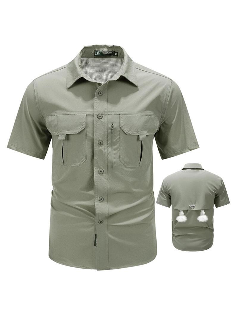 DD 🔥12-Pack Men‘s Patched Quick-Dry Short Sleeve Shirt