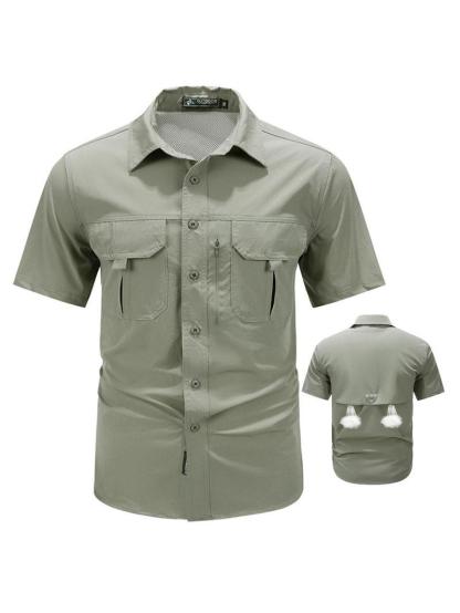 DD 🔥12-Pack Men‘s Patched Quick-Dry Short Sleeve Shirt