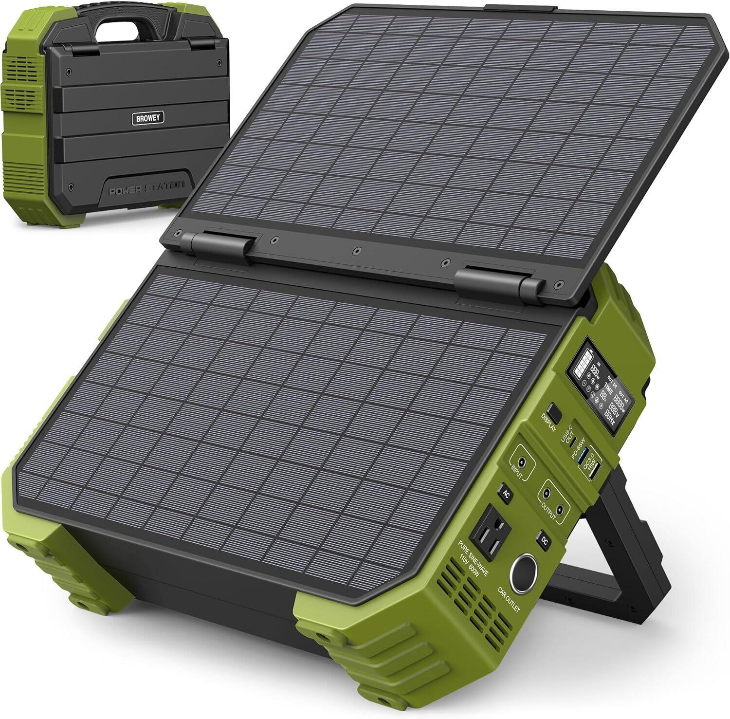 Spring Sale💥Last Day Buy 1 Get 1 Free💥Portable Power Station with Built-in Solar Panel
