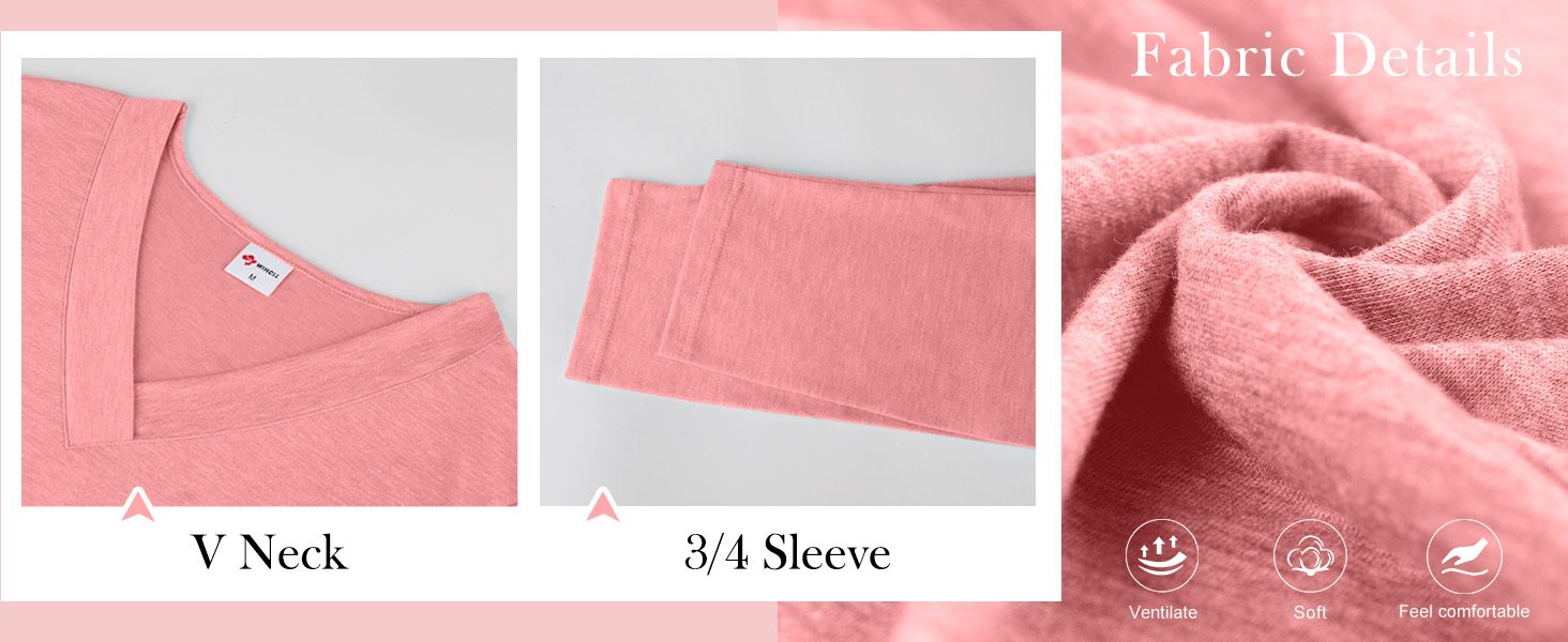 women summer 3/4 sleeve tops