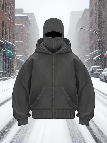 Men's full zipper double hooded sweatshirt - A warm sweatshirt with a front zipper design, a loose and lightweight jacket suitable for fitness, outdoor and daily winter wear - non-elastic fabric (hand-washable) - an ideal choice for winter activities, spo