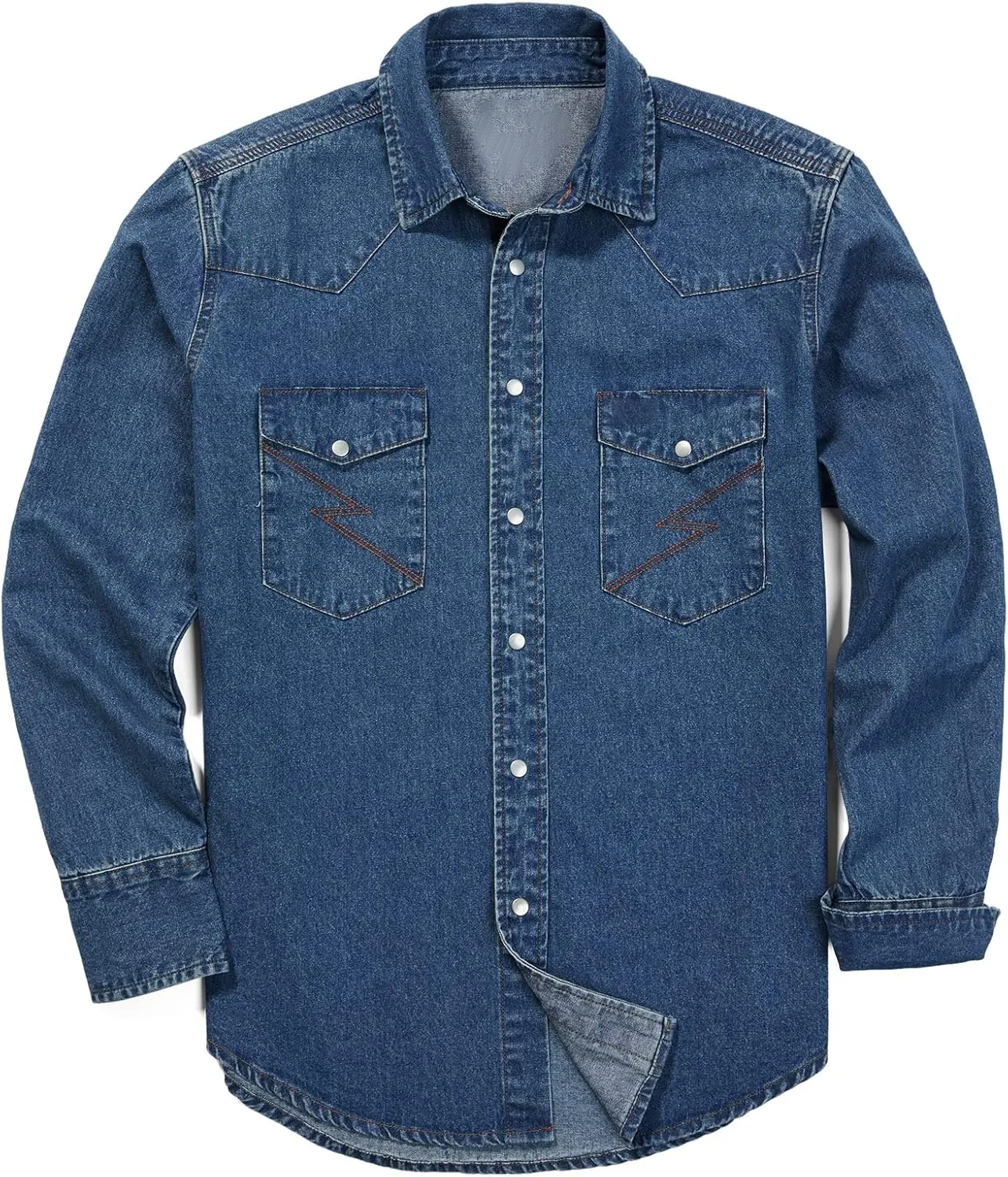 🔥 Limited-Time Deal – Save Up To 80% !🔥Men's Long Sleeve Stone-Washed and Pre-Washed Denim Work Shirt
